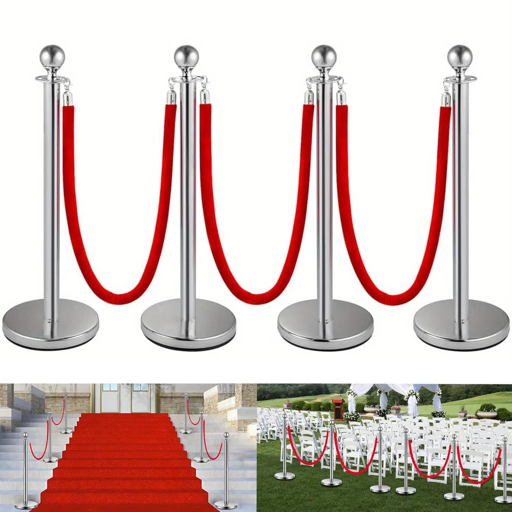 Crowd Control Stanchions with Red Velvet Ropes - Multiple Colors