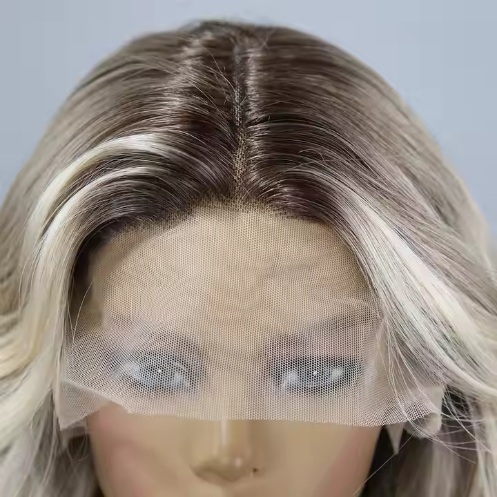 28-Inch Wavy Synthetic Lace Front Wig - Golden Gradient