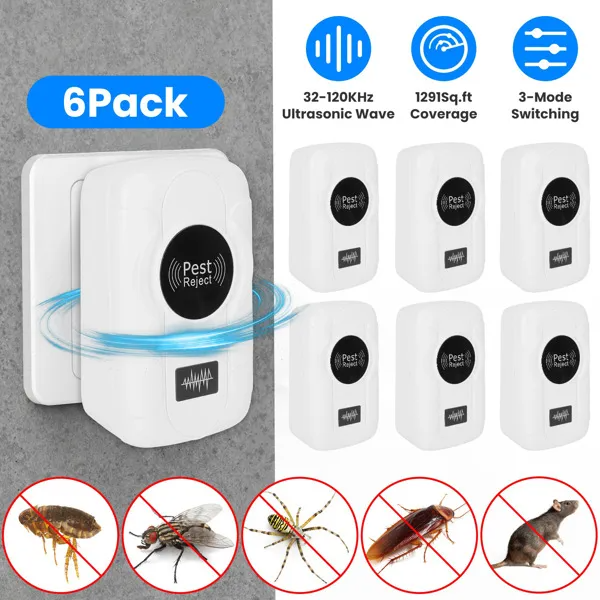 Ultrasonic Insect Repellent - Dual Sound-Wave Technology, 6-Pack