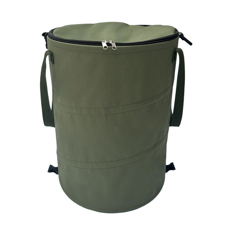 Large-Capacity Foldable Outdoor Trash Bin with Lid for Camping and Garden Storage