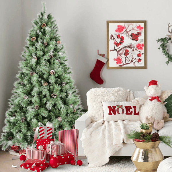 5ft Green Artificial Christmas Tree with 200 LED Lights & Pine Cones