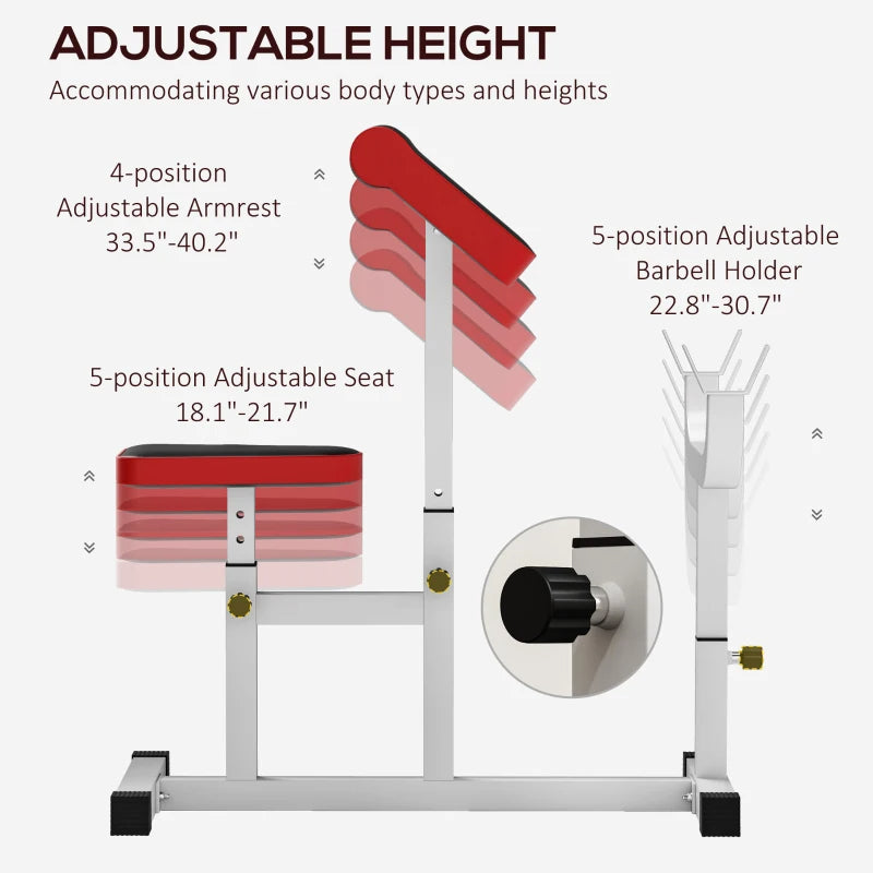 Adjustable Preacher Curl Bench for Bicep Training - White
