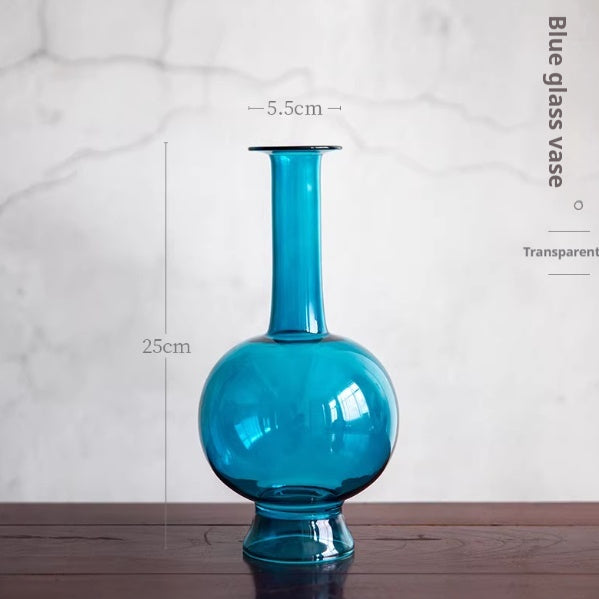 Chinese-Style Transparent Glass Flower Vase - Handmade Home Decor