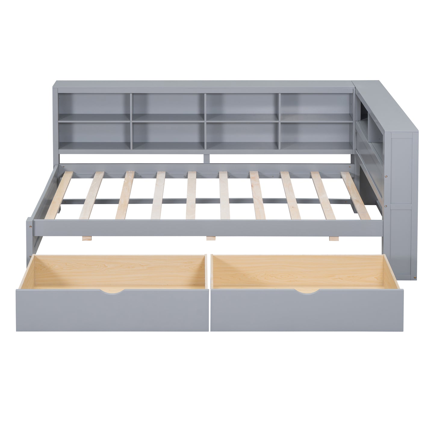 Wooden Twin Size Daybed with Storage & USB Charging Ports - Grey
