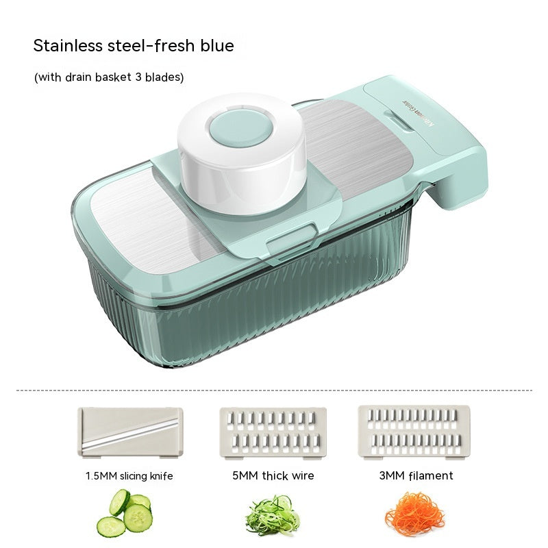 Multi-function Vegetable Chopper with Blades & Basket - Kitchen Grater for Potatoes & More