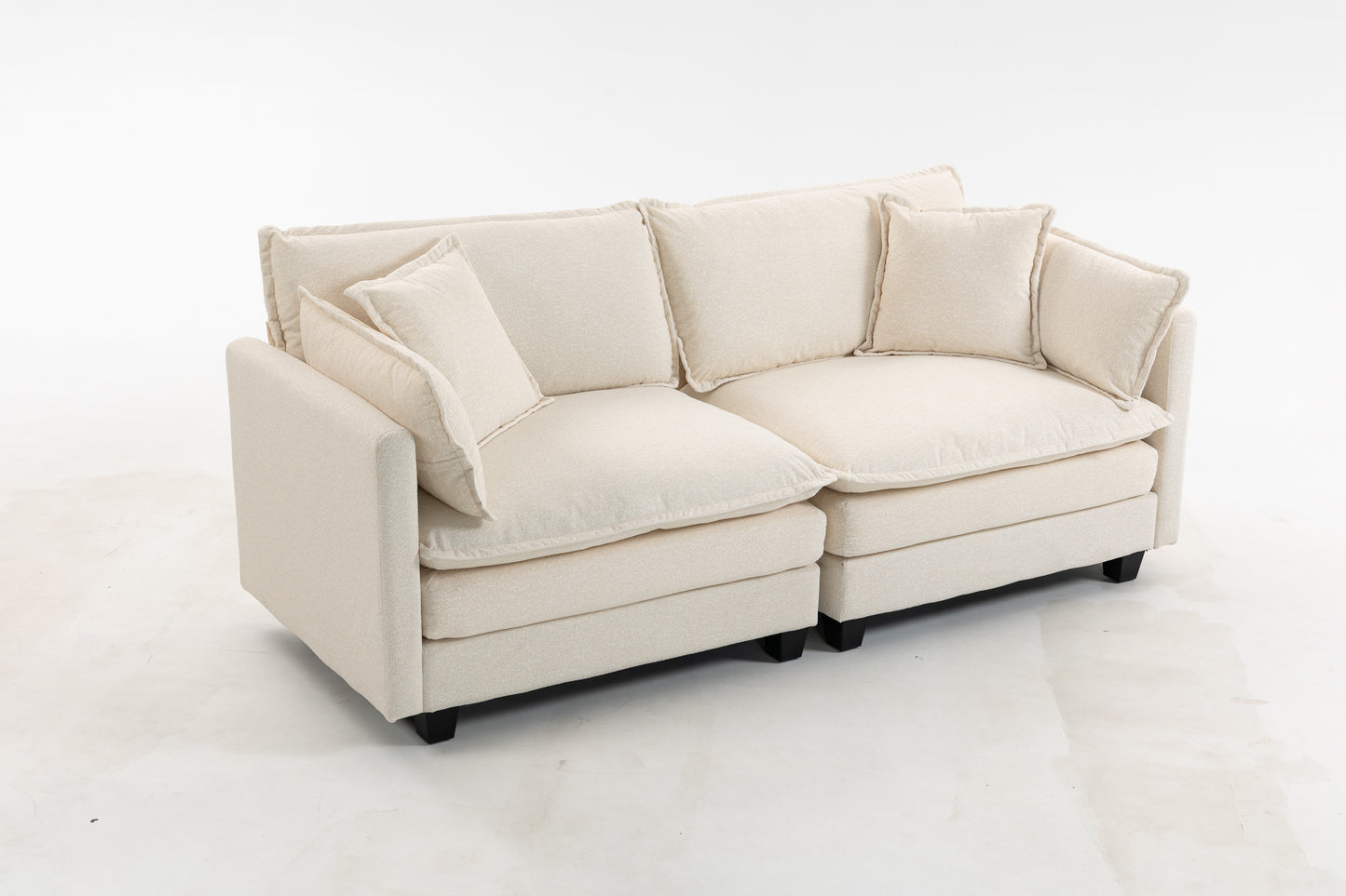 Modern 2-Seat Sectional Sofa with Chaise Lounge - Antique White