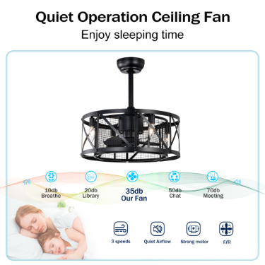 20'' Industrial Ceiling Fan with Remote Control - Matte Black