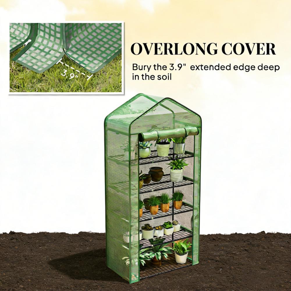 Mini Portable Greenhouse with 5 Shelves - Green