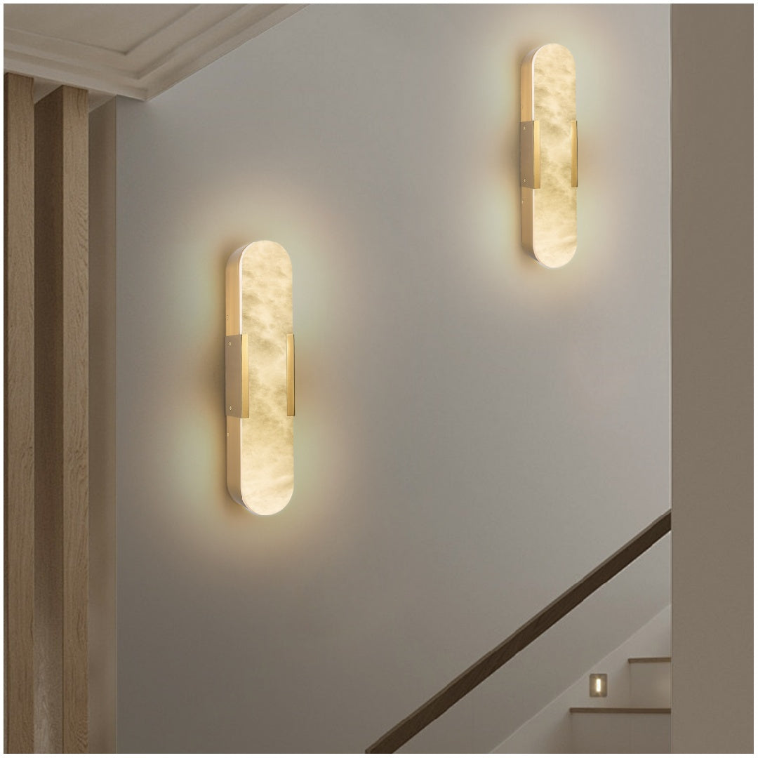 Natural Marble Wall Sconce Set - Modern Gold Lighting for Home
