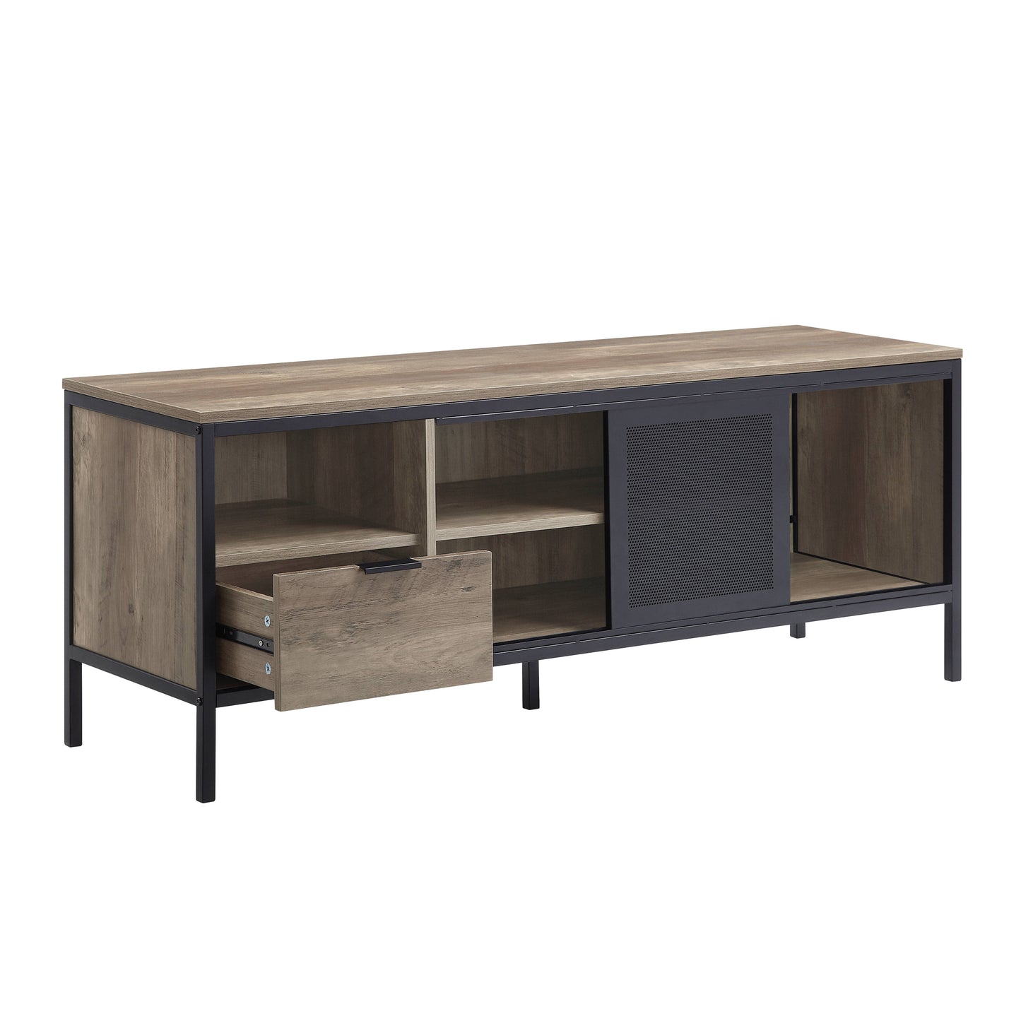 Rustic Oak & Black TV Stand for 50-Inch Flat Screen