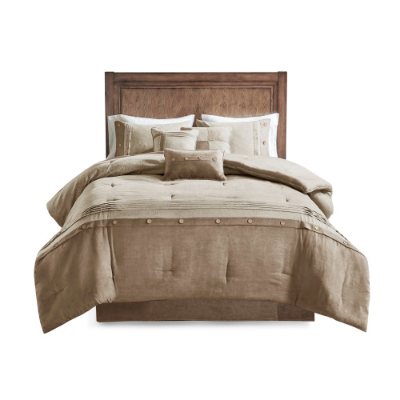7 Piece Faux Suede Comforter Set - Cozy Lodge Style Bedding