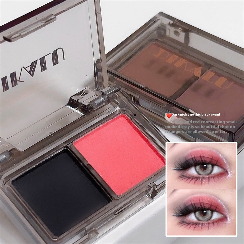 Colorful Two-Tone Eyeshadow Palette - Pink & Black Matte & Shimmer