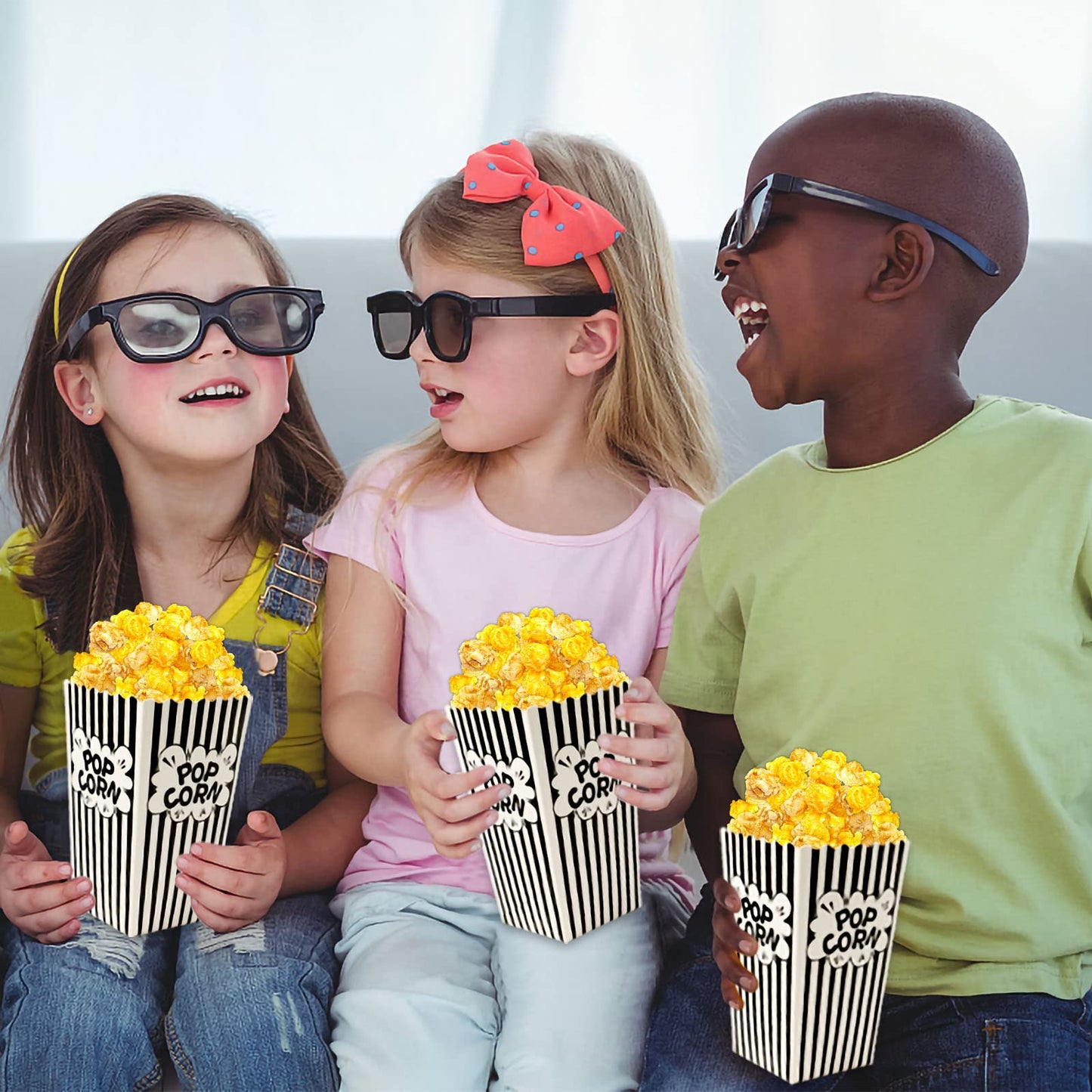 Mini Black and White Popcorn Bags - 100 Pack for Parties