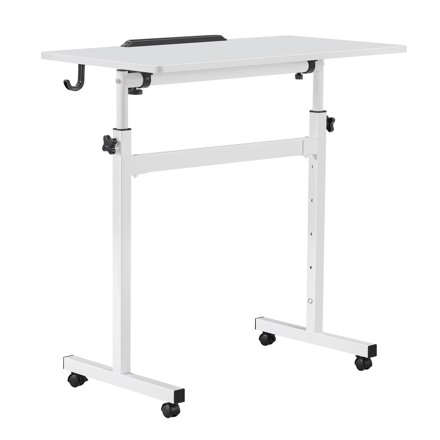 Adjustable Standing Desk with Lockable Casters - 32x16in Mobile Workstation, White