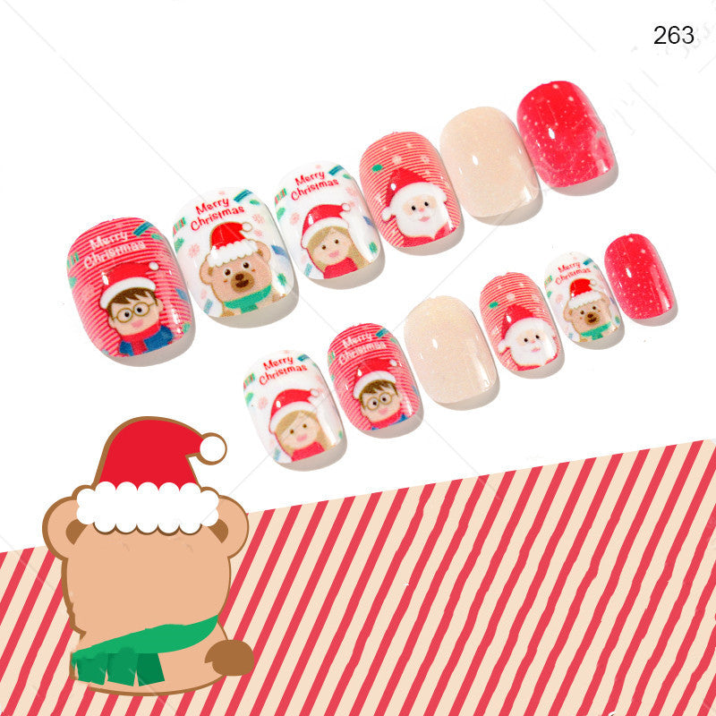 Christmas Kids Nail Stickers 24 Pieces Wearable Nail Art for Children