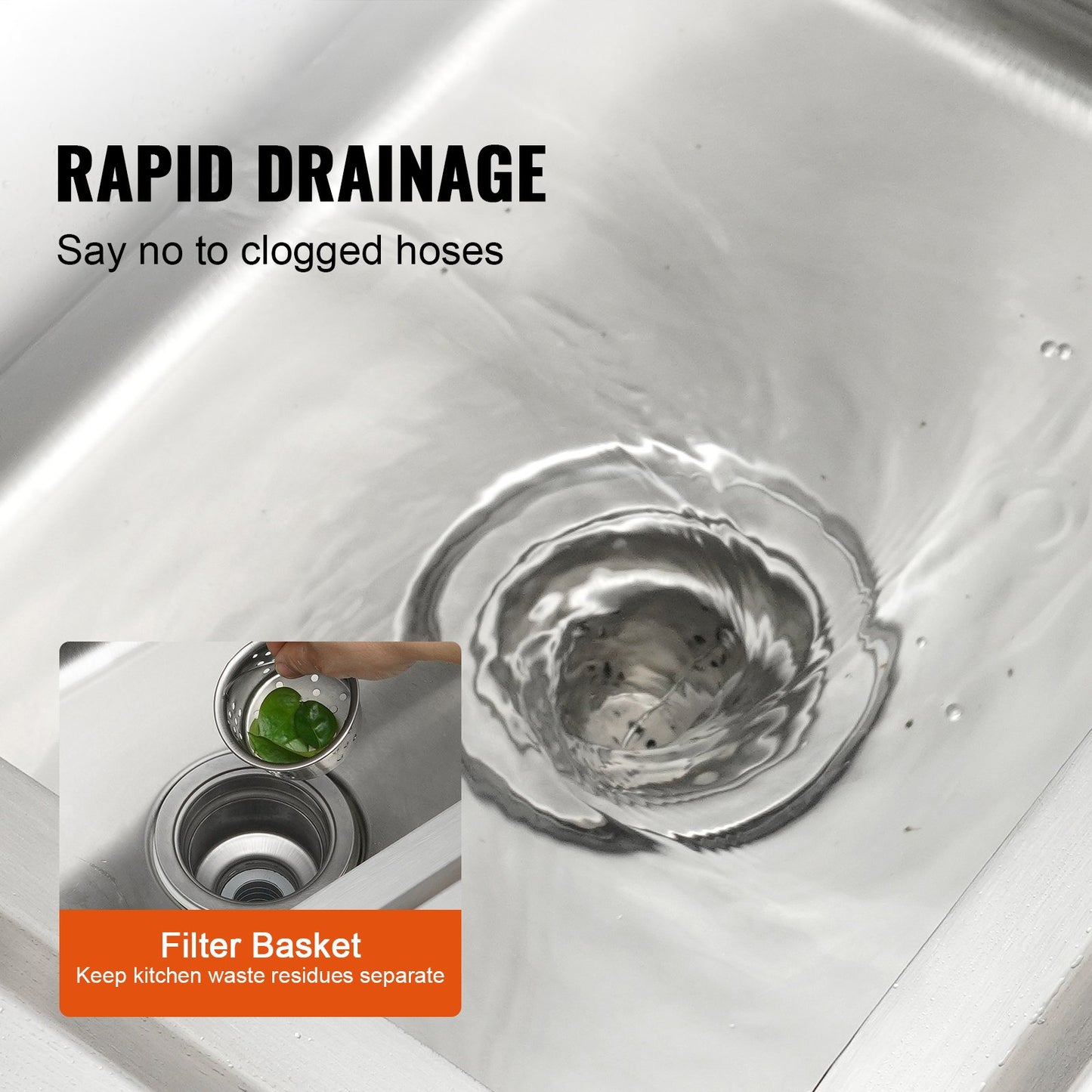 Stainless Steel Utility Sink with Faucet - 16 x 13 x 8.7 In