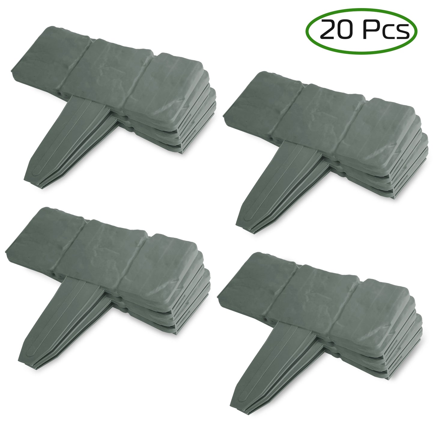 20 Pcs Plastic Garden Edging Border Stones for Lawn & Flowerbeds
