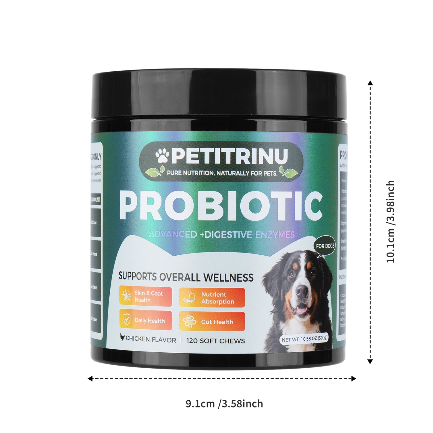 Dog Digestive Enzymes and Probiotic Soft Chews - Supports Gut & Skin Health - Chicken Flavor - 120 Count