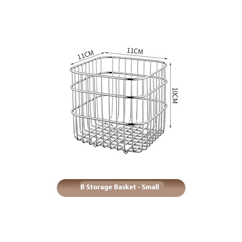 Stainless Steel Kitchen Storage Basket - Draining Fruit & Storage Organizer