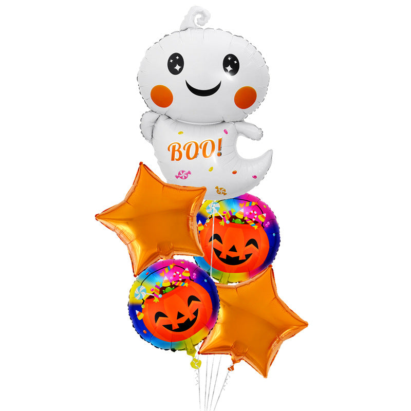 Halloween Themed Aluminum Film Balloons - 5-Piece Set for Parties & Decorations