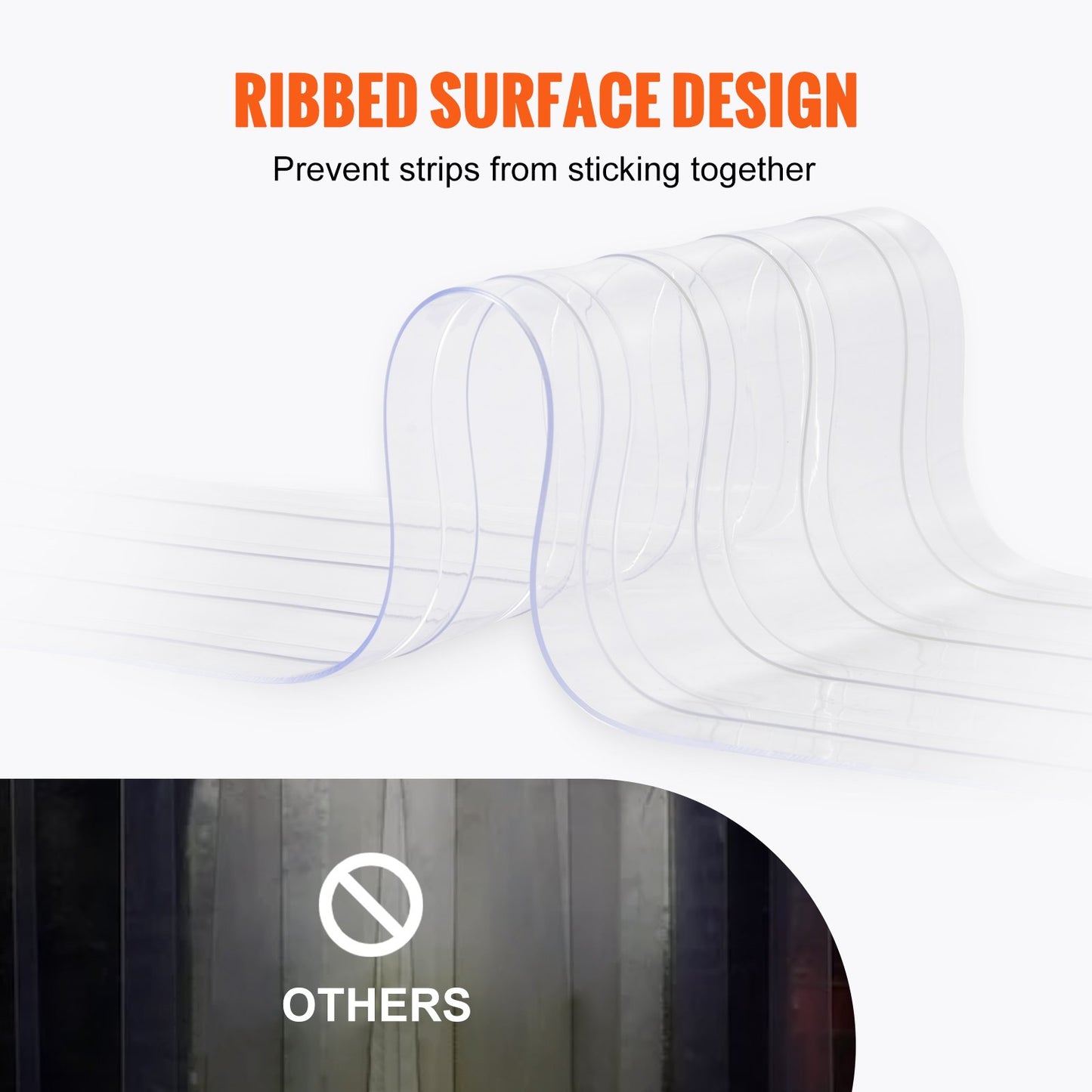 PVC Strip Curtain 150ft x 8in Clear Ribbed Plastic Door Strip Roll for Warehouses