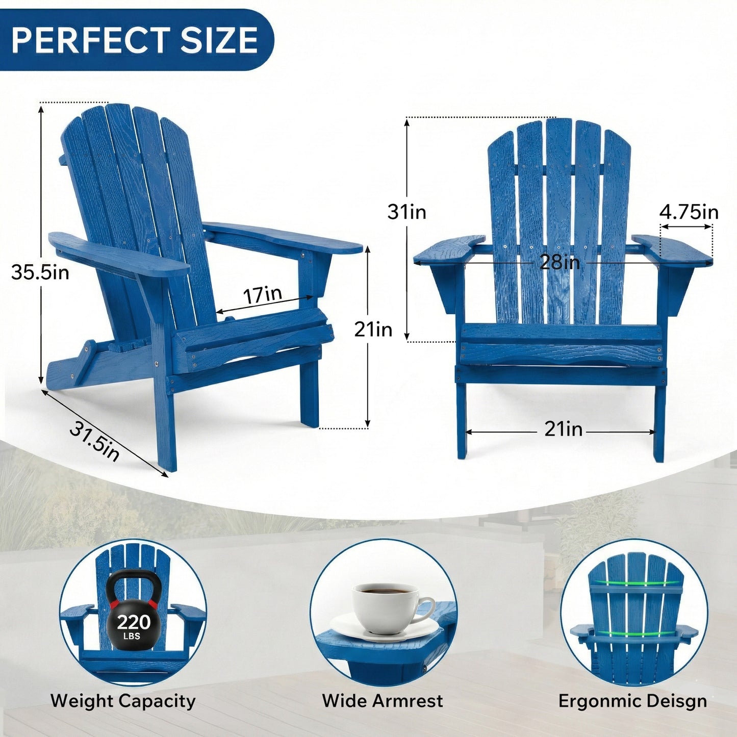 Wood Lounge Patio Chair For Garden Outdoor Wooden Folding Embossed