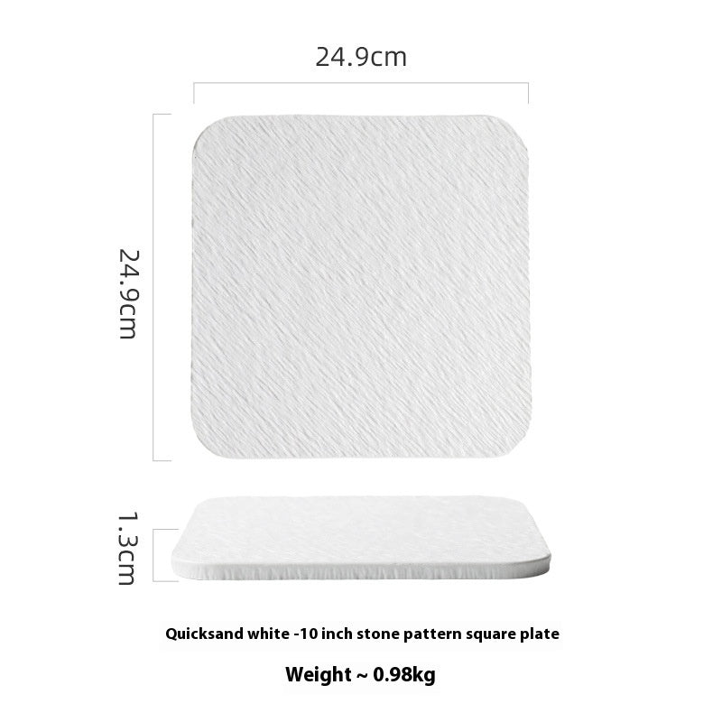 Ceramic Flat Plate Set - Nordic Style Rock Pattern Kitchen Dishware