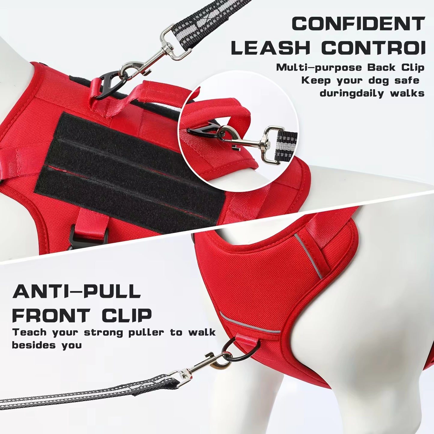Adjustable No-Pull Dog Harness Vest - Reflective, Durable Nylon Service Dog Gear