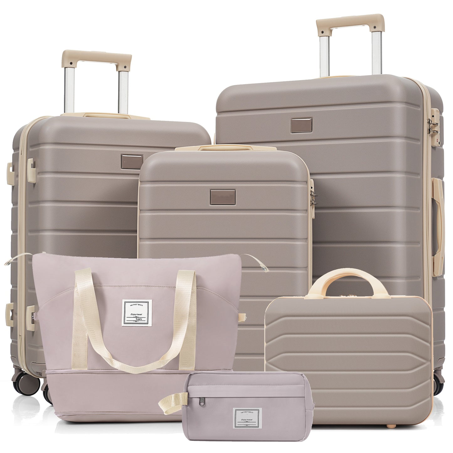 6-Piece Hardside Luggage Set with TSA Lock - Brown