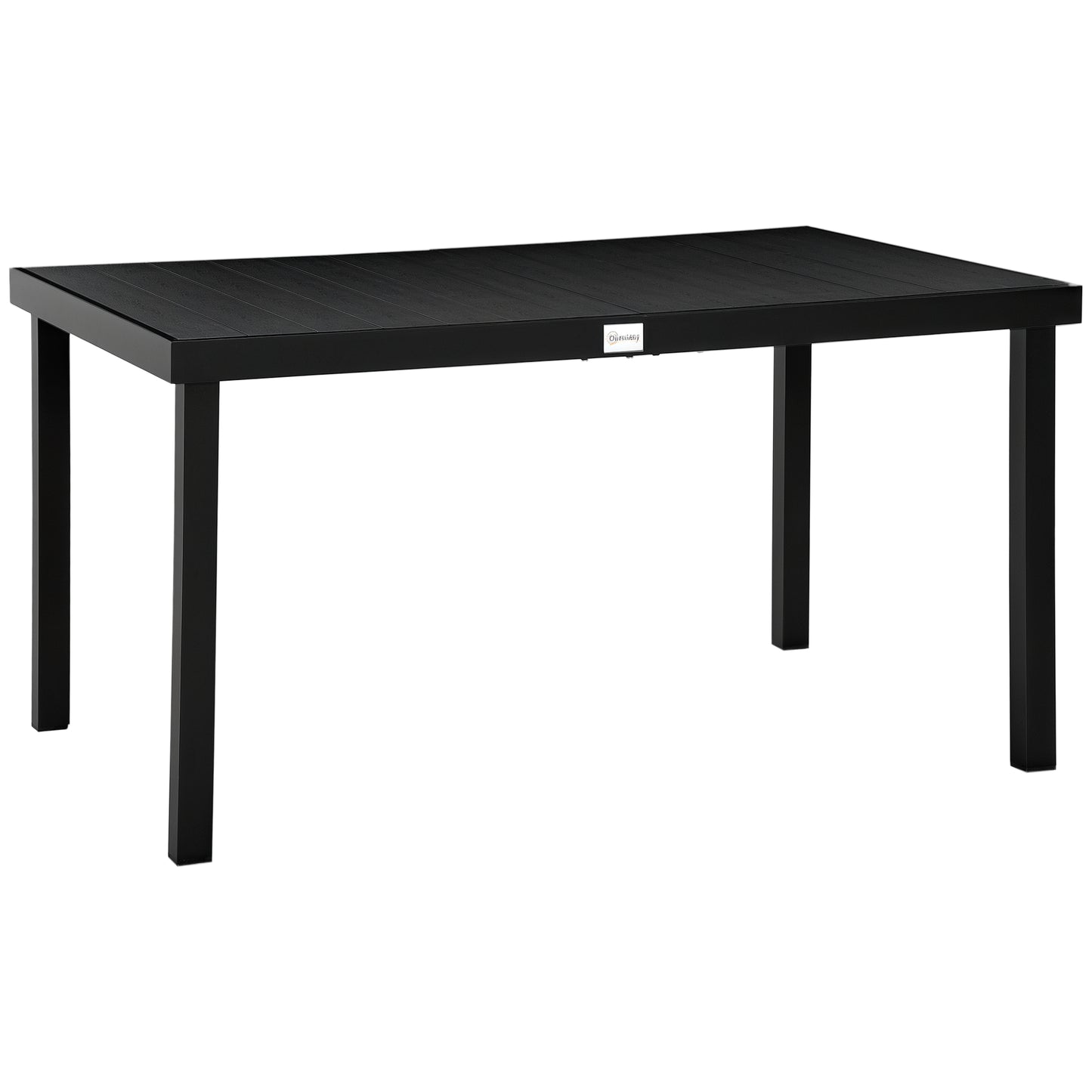 Outdoor Dining Table for 6 - Rectangular Patio Table with Aluminum Frame - Black