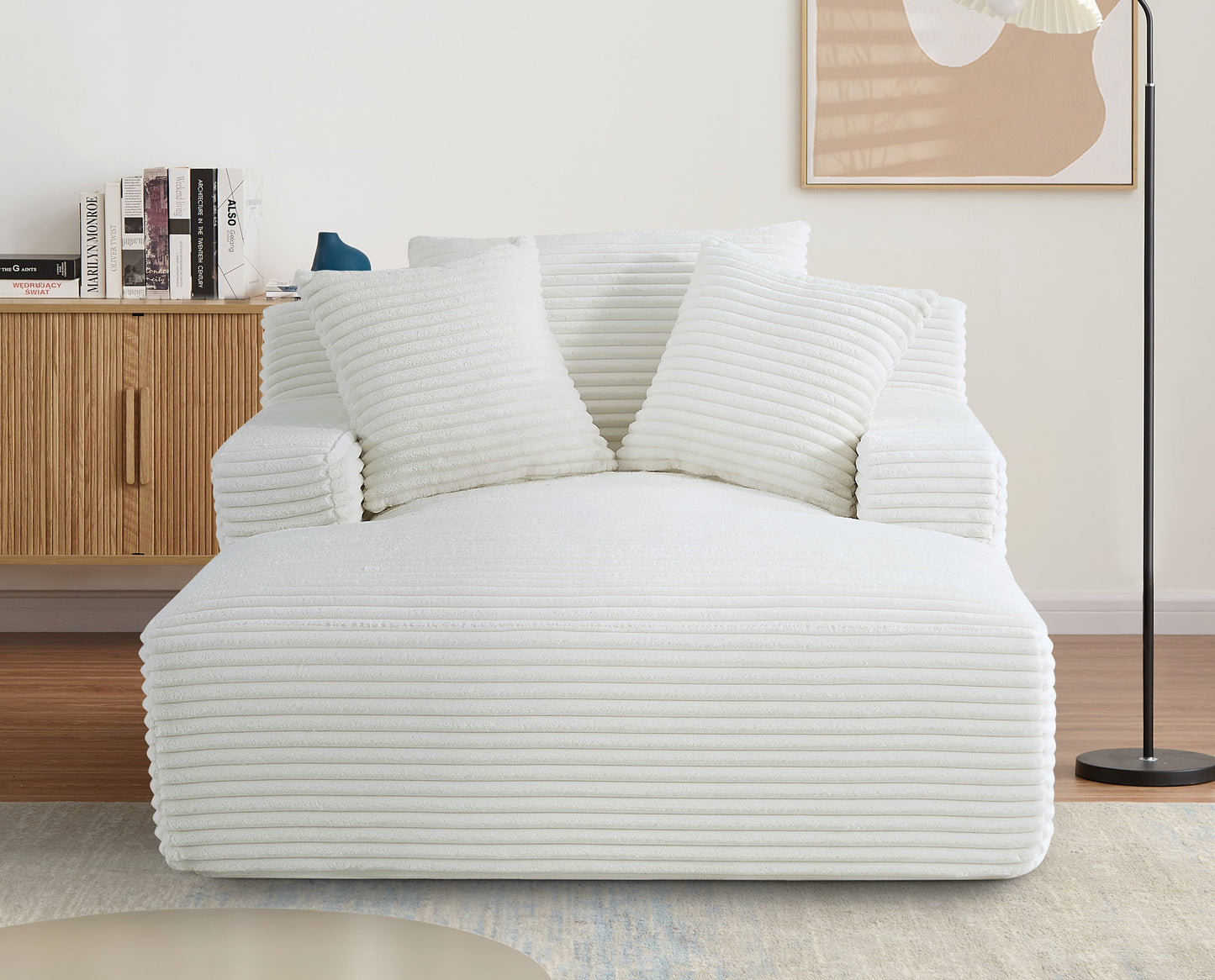 Cloudline Oversized Chaise Lounge Chair In Soft Corduroy, Modern