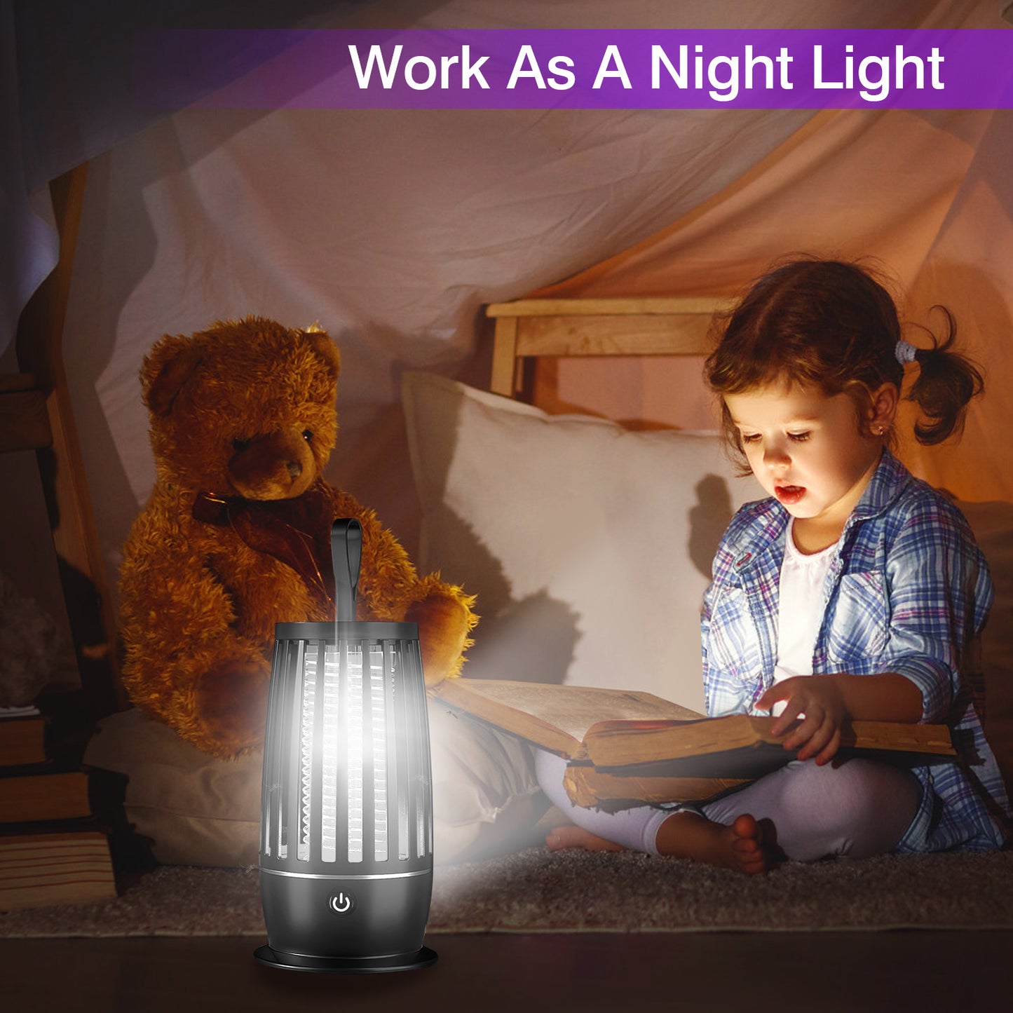 Rechargeable Mosquito Killer Lamp with Night Light and UV Trap for Indoor Outdoor Use