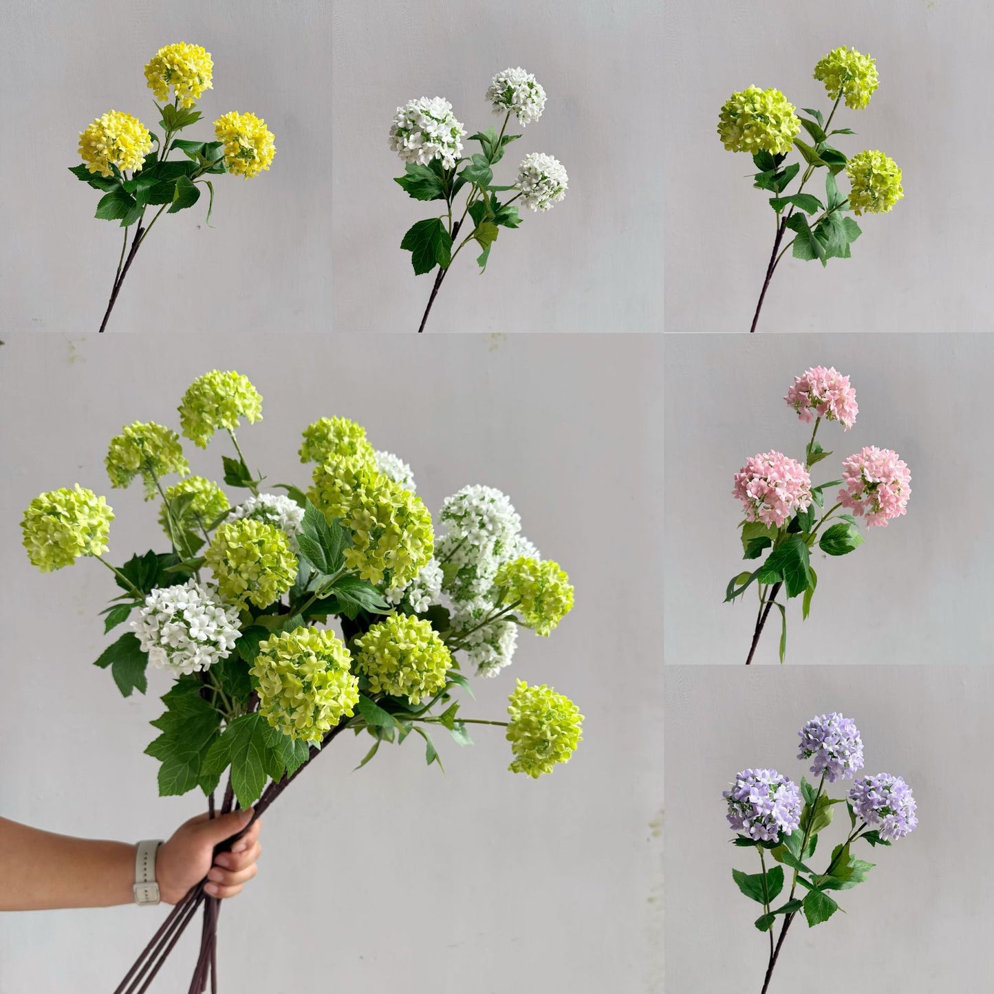 Artificial Hydrangea and Snowball Flower Bouquet for Home & Garden Decor