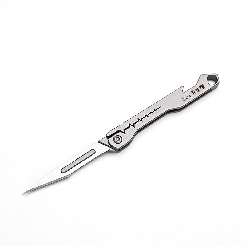 Portable Folding Knife with Bottle Opener - Stainless Steel, Compact Utility Tool