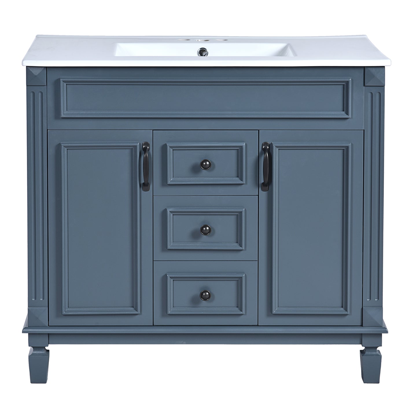 36'' Modern Bathroom Vanity with Blue Sink & Mirror Cabinet
