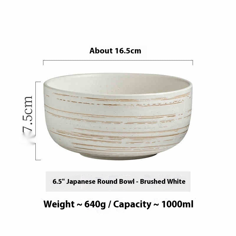 Large Capacity Ceramic Fruit Salad Bowl - Round Kitchen Tableware, Multiple Colors