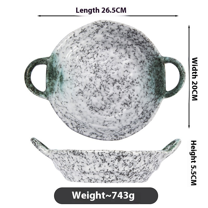 Japanese Vintage Ceramic Soup Plate Large Deep Bowl for Hot Pot Dining