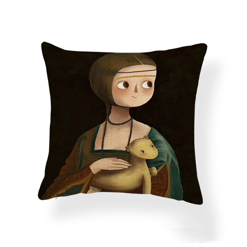 Cartoon Girl Printed Pillowcase Cushion Cover Home Decor 45x45cm