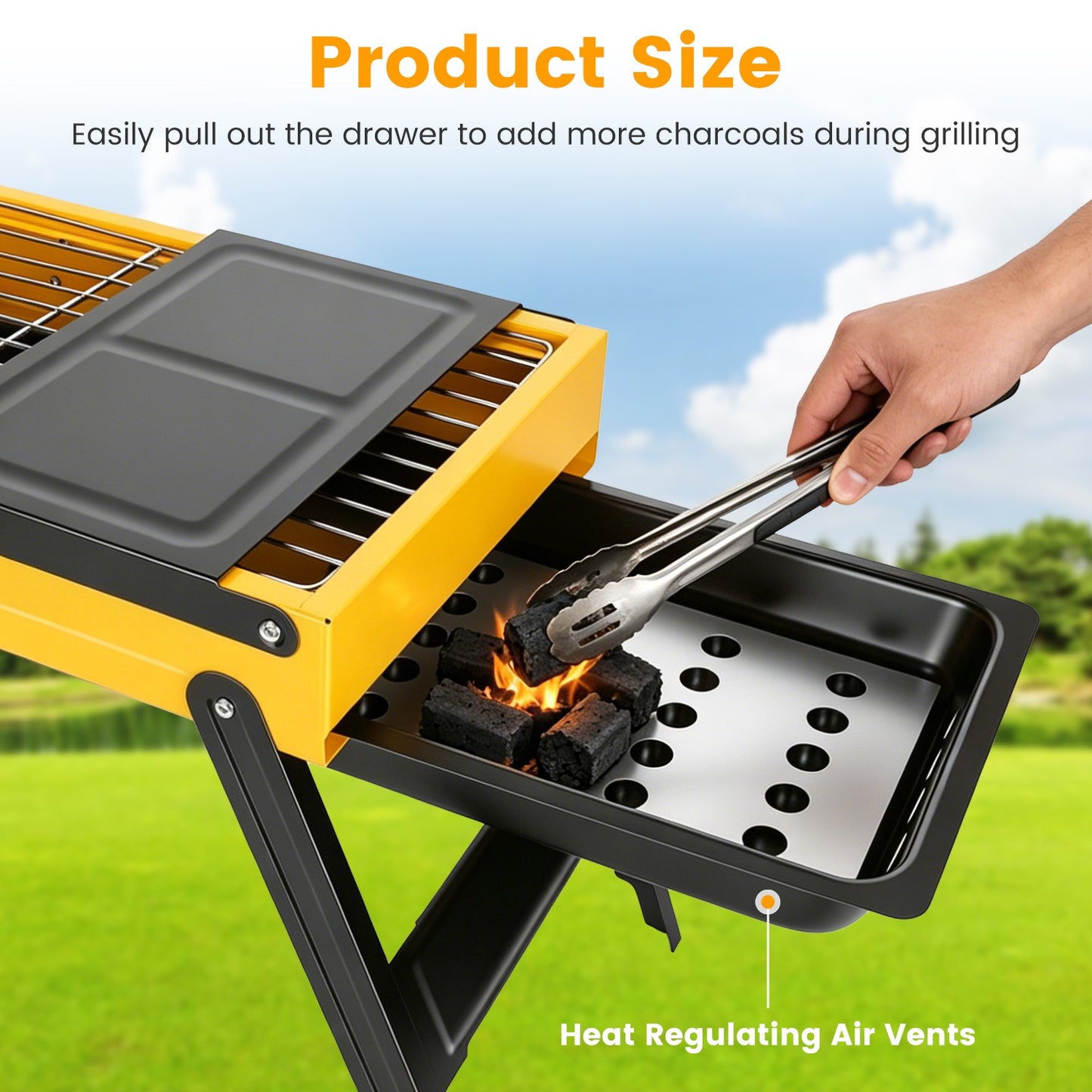 Portable Folding Charcoal Grill - Compact Stainless Steel BBQ
