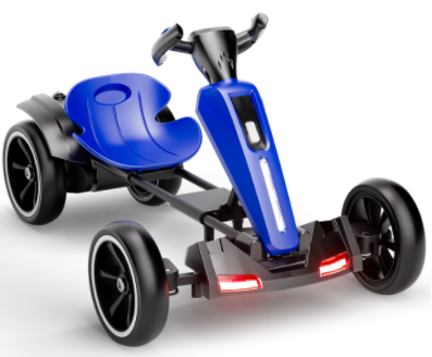 12V Electric Kids Pedal Go Kart - Adjustable Blue Ride-On Toy