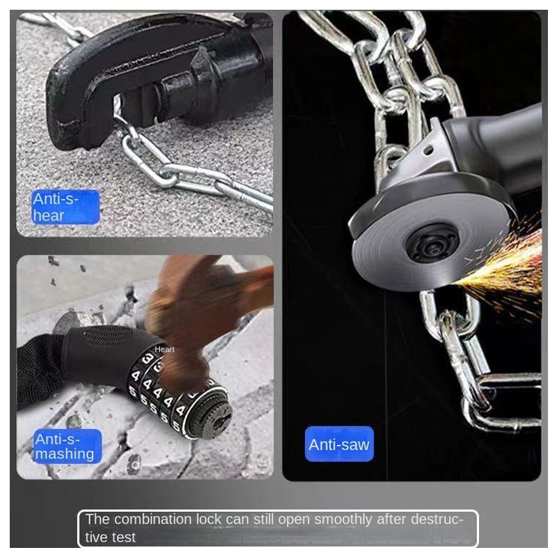 5-Digit Combination Heavy Duty Bike Chain Lock - Black