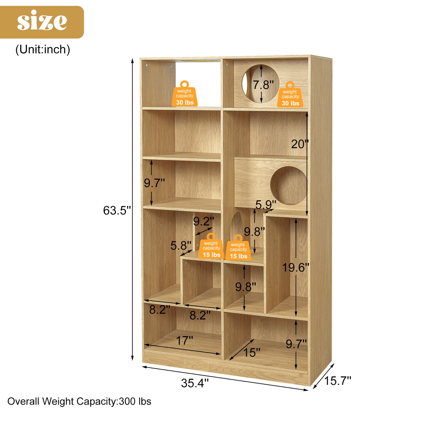 Modern 2 IN 1 Wood Bookshelf Cat House, Tree Display Case With