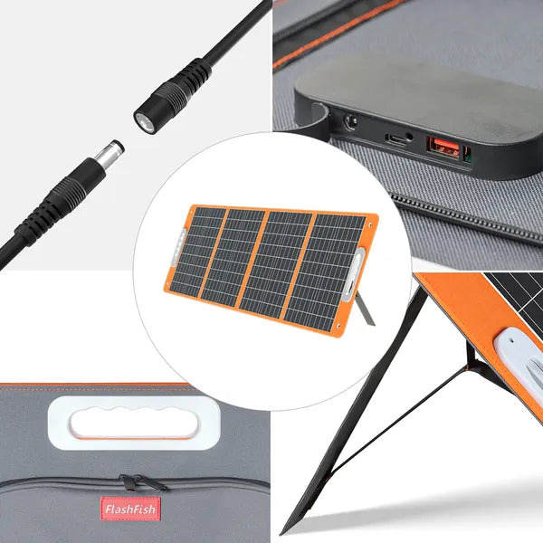 100W Portable Solar Panel - Foldable Charger with USB & DC Output
