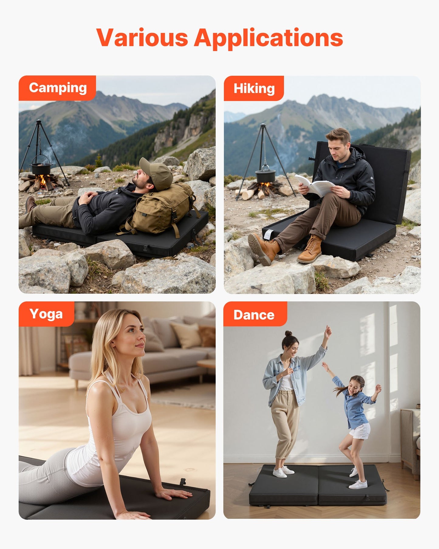 Climbing Crash Pad - Foldable Bouldering Mat with Adjustable Backpack Straps