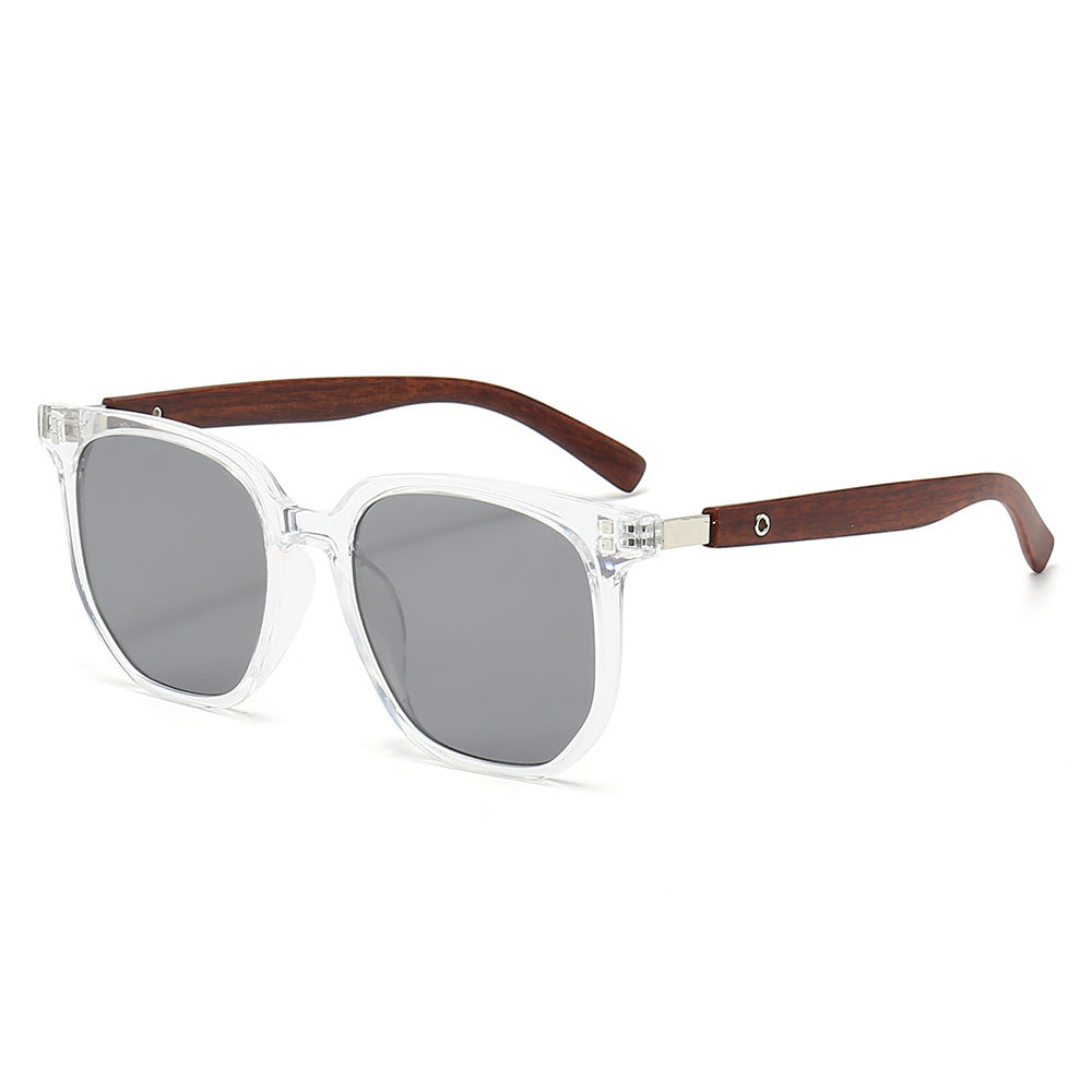 Vintage Wooden Grain Leg Nail Square Round Face Glasses - Minimalist Fashion Eyewear
