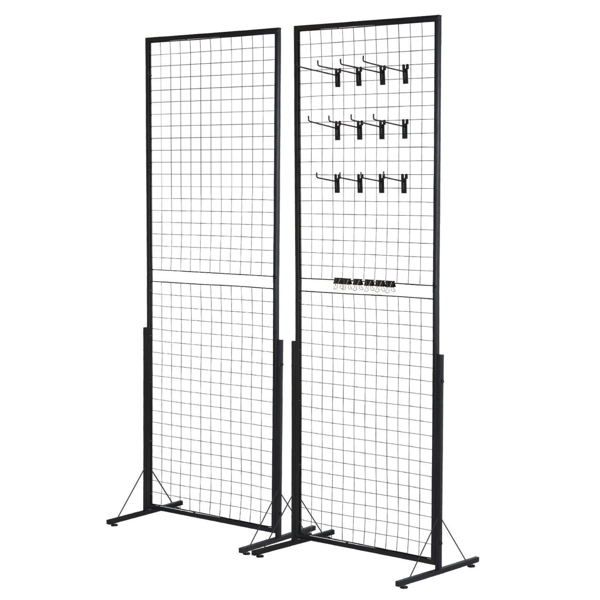 2-Pack Gridwall Display Tower - Double-Sided Floorstanding Rack
