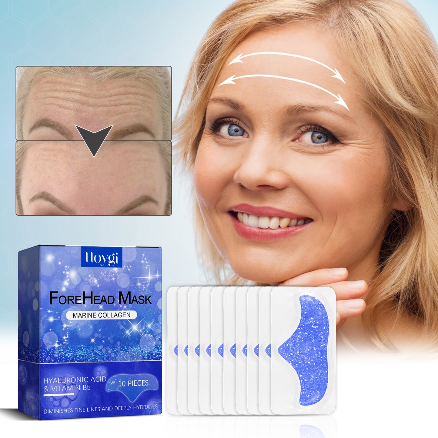 Forehead Wrinkle Mask - Collagen & Hyaluronic Acid Anti-Aging Patches - 10pcs