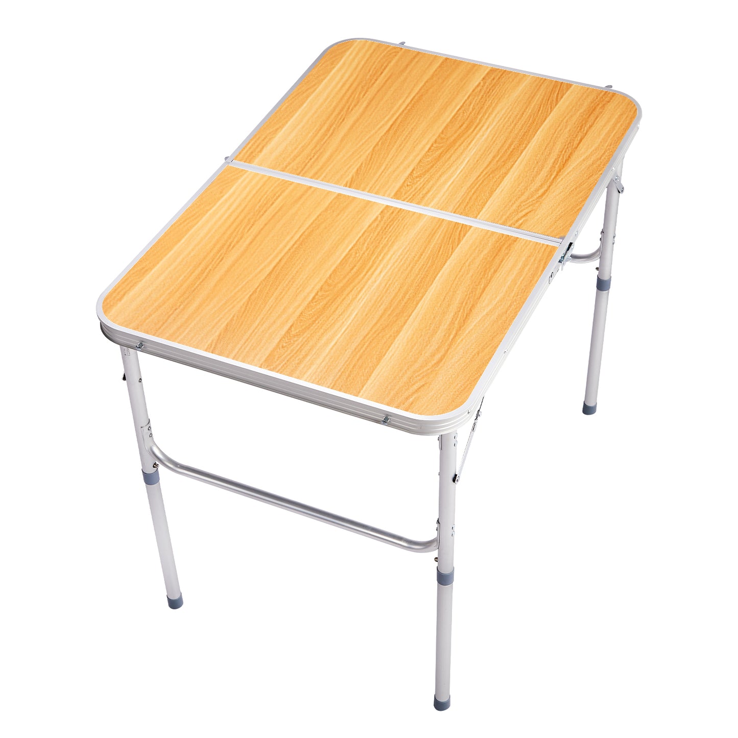 3ft Aluminum Alloy Folding Table - Wood Grain Outdoor Use