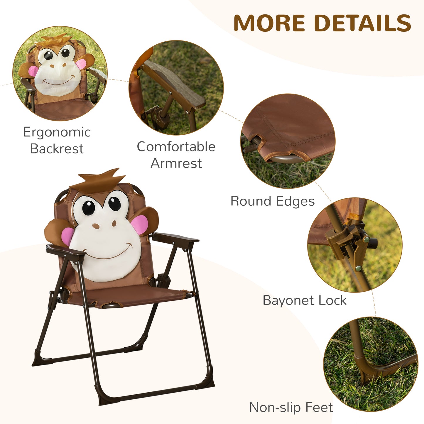 Kids Outdoor Table and Chair Set with Adjustable Umbrella - Brown