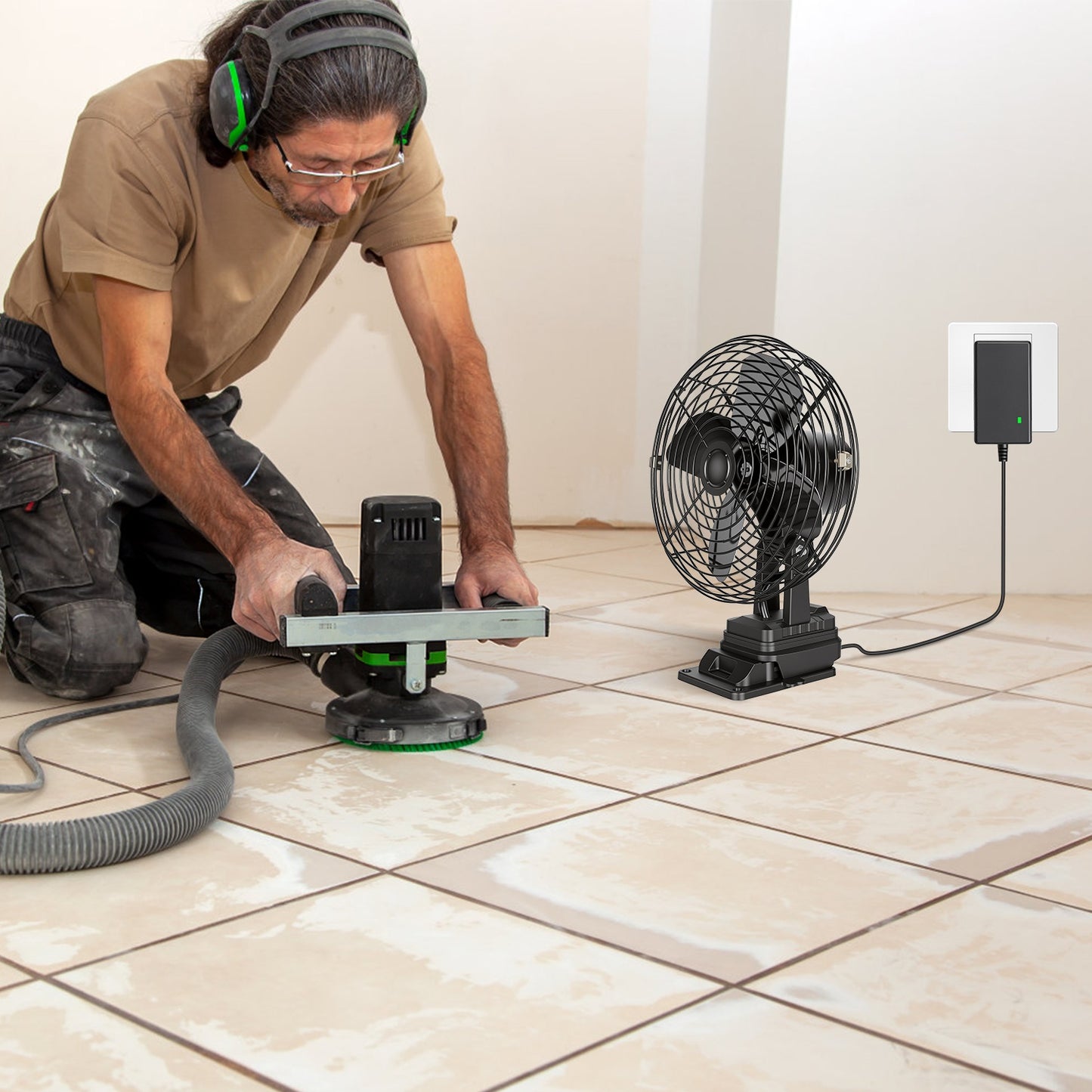 Cordless Jobsite Fan 9.06 Inch 2-Speed Portable Work Fan for 21V Battery